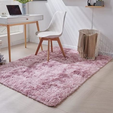 Tapis Shaggy - 160 x 100 cm - Rose Violet - Antidérapant - Pour Salon Chambre Bureau Couloir (1/3)
