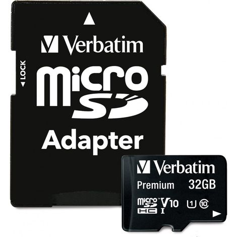 Verbatim Premium - 32 Go - MicroSDHC - Classe 10 - 10 Mo/s - 10 Mo/s - Noir (44083)