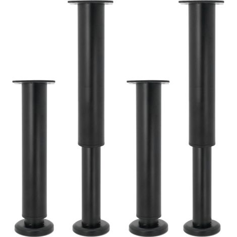 Pieds Meubles Ronds Réglables – Acier Inoxydable Brossé – Lot 4 – Noir – Taille 25-42 cm (1/5)