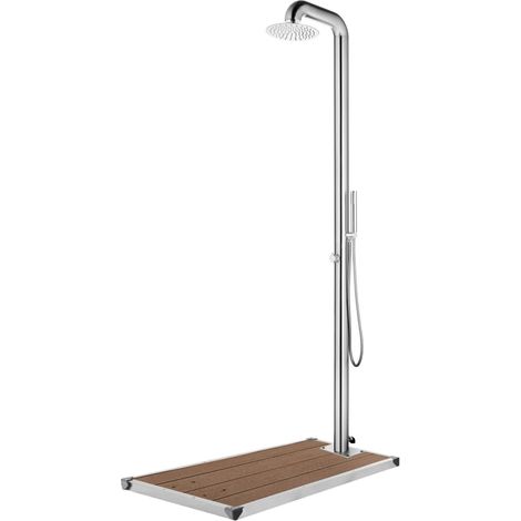 Garden Shower with Brown Base 230 cm Stainless Steel vidaXL