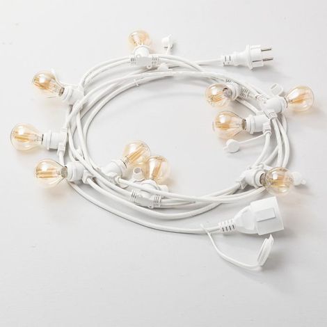 GFIB04- CATENA LUMINOSA 10 ATTACCHI PER LAMPADINE E27 PER ESTERNI IP44 10MT BIANCO (1/2)