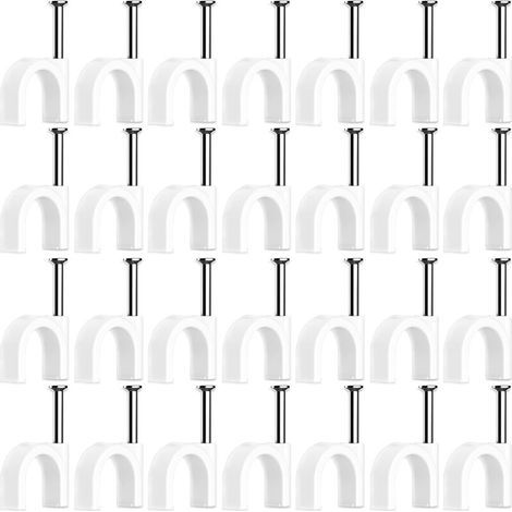 100 Pièces Cavalier Cable Electrique,Fixation Cable Electrique,Attache Fil Electrique,Attache Cable Mural,Clips de Cable (4mm) (1/5)