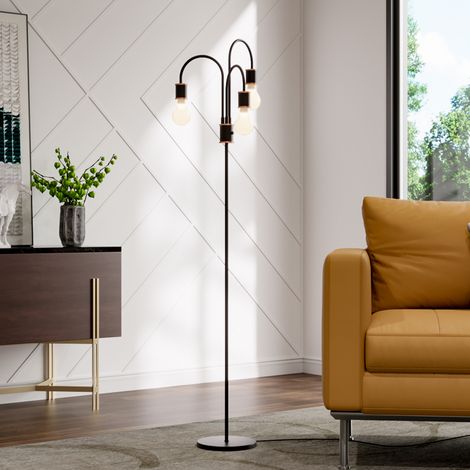 Black Modern Industrial 3 Lights Floor Lamp (1/5)