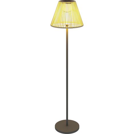 Lámpara de pie solar de ratán para exterior con sensor de luz IP44 gris 135 cm MODENUIT (1/5)