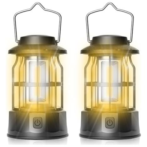 Lanterne Camping LED, 2 Pièces Portable Lampe Camping, Lampe de camping Luminosité Réglable, Éclairage Camping Étanche pour Bivouac, Pêche, Randonnée, Lumière d'urgence (1/5)
