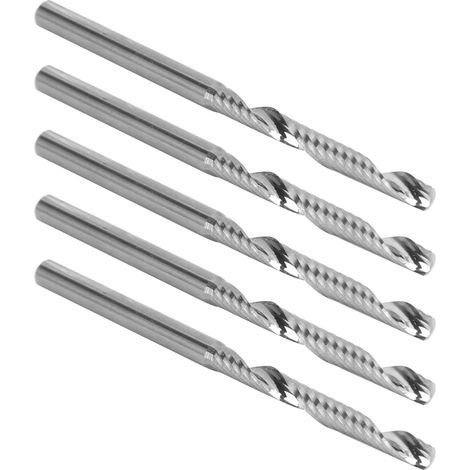 Lot de 5 fraises à spirale en acier au tungstène pour la sculpture sur bois, 3,175 x 3,175 x 28 x 50 mm (1/5)