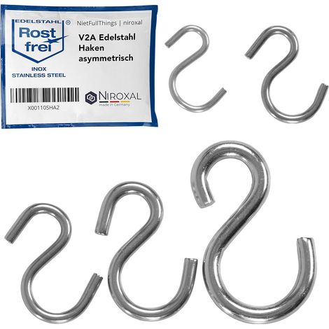 10 - Crochet En S - Acier Inoxydable - Suspension Ustensiles Outils - Intérieur Extérieur - Argent - 4x3,6cm