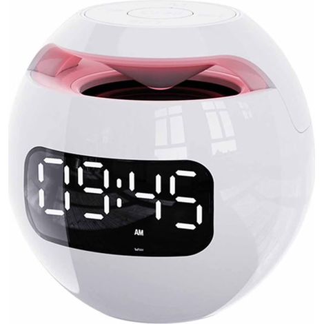 Enceinte Bluetooth - Haut-Parleur Sans Fil Avec Subwoofer - Radio FM - Horloge Réveil - Lecteur MP3 - Affichage LED - Batterie 2000 mAh - 5 W - 1 Pièce