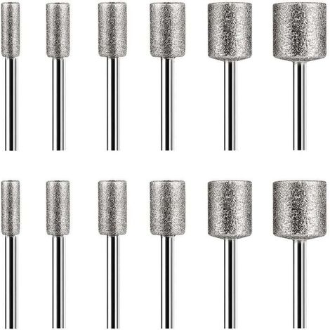 Ensemble 12 Fraises Diamantées pour Pierre Verre Céramique Outils Rotatifs 4 5 6 8 10 mm (1/4)