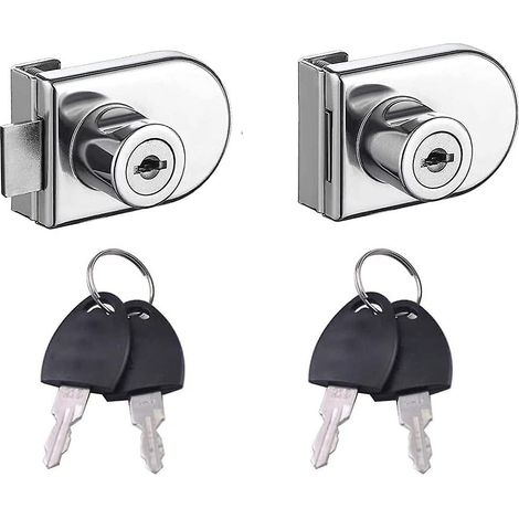 Serrure de porte en acier inoxydable pour armoire, lot de 2, pour vitrine ou présentoir en verre - WELLNGS