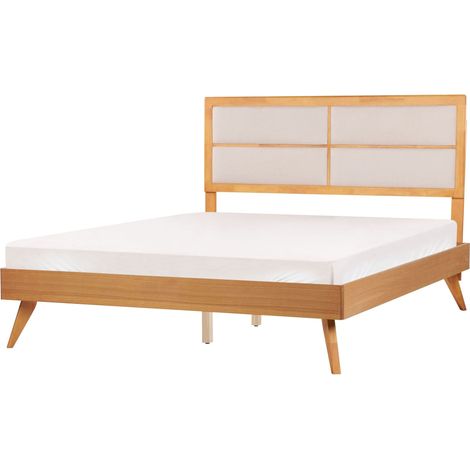 Letto moderno con testiera imbottita rete 160 x 200 cm in legno di frassino marrone Poissy
