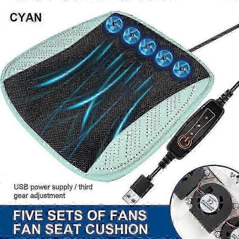 Coussin de siège auto d'été avec ventilateur intégré - Ventilation USB à 3 vitesses réglables - Noir - 8 ventilateurs (1/5)