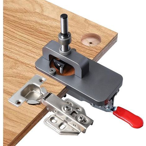 35mm caché charnière Jig avec pince, coupe en acier inoxydable style caché charnière Jig guide de forage trou poinçon localisateur kit pour armoire porte charnières insert (1/5)