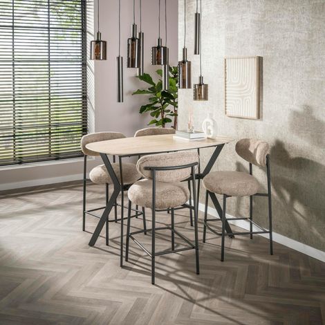 Table haute céramique effet travertin 140 cm ASCOLI