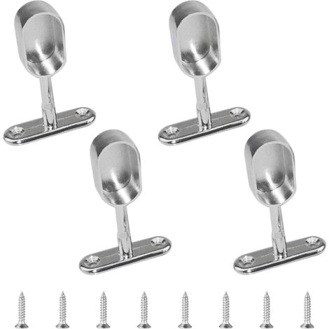 SHINING HOUSE Lot de 4 supports de tringle de placard ovales en alliage de zinc pour armoire, chambre à coucher, salle de bain