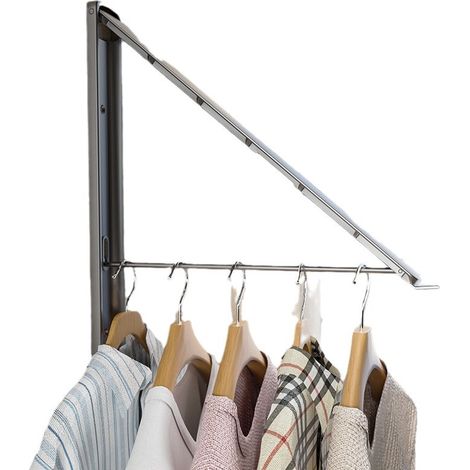 Étendoir mural extensible et pliable, sans perçage, pour organiser et ranger le linge dans la buanderie, convient également aux chambres d'étudiants, aux dressings, aux balcons et aux buanderies. 1 pi (1/5)