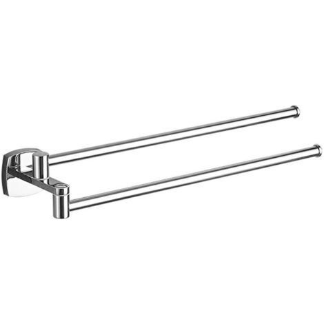 Porte-Serviettes pivotant chromé en Acier Inoxydable avec 2 Barres pivotantes (1/4)