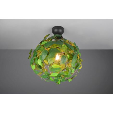 Plafonnier décoratif vert/noir feuilles Ø38cm E27 RL (1/3)