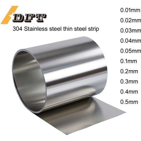 Bande d'acier inoxydable 304 (0,5 x 50 mm) 1 mètre, bobine d'acier, épaisseur de la bande d'acier (1/5)