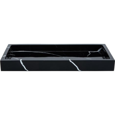 Plateau de Rangement en Résine à Motif Marbre pour Salle de Bain Surface Lisse et Agréable Toucher, pour Cosmétiques et Articles de Toilette Lavabo'-'-
