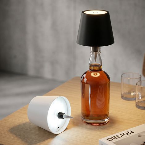lampe pour bouteille rechargeable tactile trois couleurs de lumiere variateur continu abat jour plastique eclairage decoration table restaurant chevet (1/3)