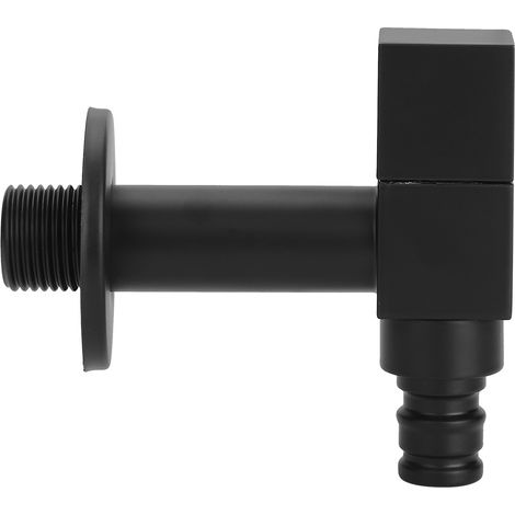 Robinet de machine à laver carré en cuivre noir fileté G1/2, à ouverture rapide, pour eau froide simple. (1/5)