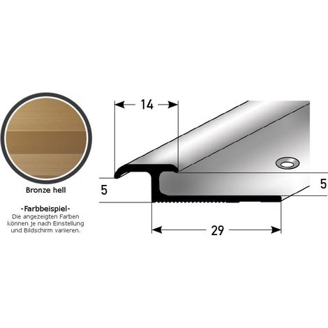 Einschubprofil "Leicester" für Laminat, 3 - 7 mm Einfasshöhe, Aluminium eloxiert, gebohrt-bronze hell-1000-5