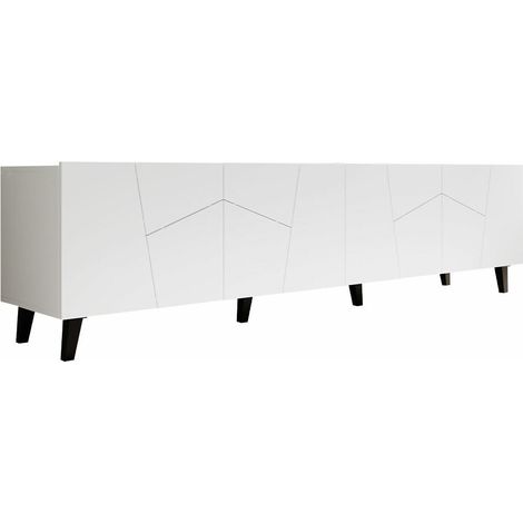 Mueble TV Charlotte 181, Blanco + Negro, Número de puertas: 4, Número de cajones: 0, 201x53x42cm
