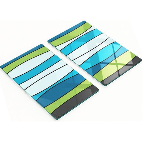 Tablas de cortar de vidrio para cocina con rayas gr谩ficas de colores 2x30x52 cm