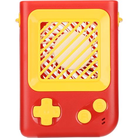 Ventilateur de cou rechargeable par USB, 3 vitesses, avec cordon et anneaux de fixation pour les voyages, le camping et la randonnée (rouge). (1/5)