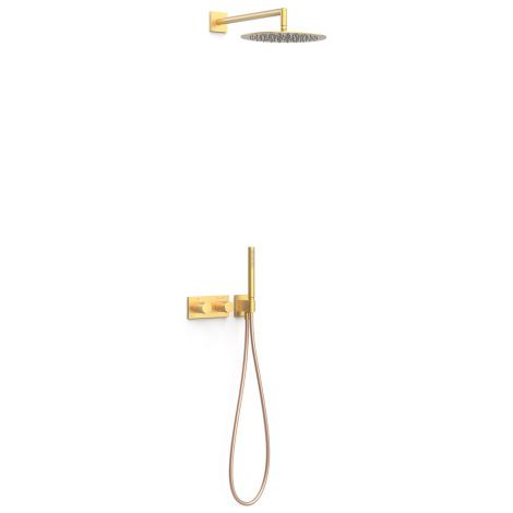 Kit robinet thermostatique encastré à 2 voies B-system pour douche Or Mat 24K - TRES 30735204OM