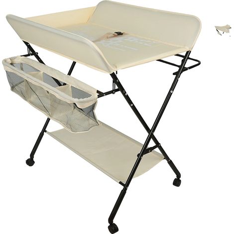 Table à langer, design pliable, hauteur réglable, Beige (1/2)