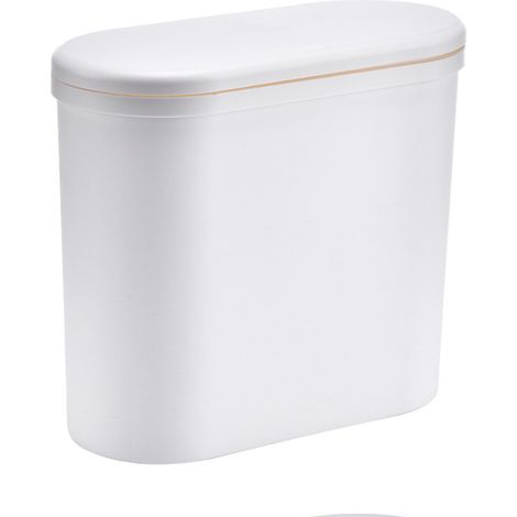 Poubelle étroite compacte en plastique design économie d'espace avec couvercle poussoir pour cuisine salle de bain salon (1/4)