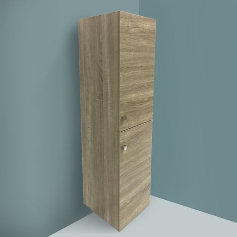 Grey Oak Effect 1200mm Tall Cupboard Wall Hung High Cabinet Bathroom Furniture with 2 Door (1/5)