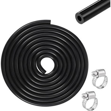 3 Mètres Durite Silicone, ID 4MM Tuyau Aquarium Haute Performance, Tuyau Silicone Flexible 115PSI Max Pressure, Caoutchouc Noir avec 2 Colliers de Serrage pour L'air L'eau (ID 4mm, OD 8mm) (1/5)