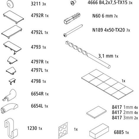 Kermi 2539341 EBLI038 Kit de petites pièces de montage