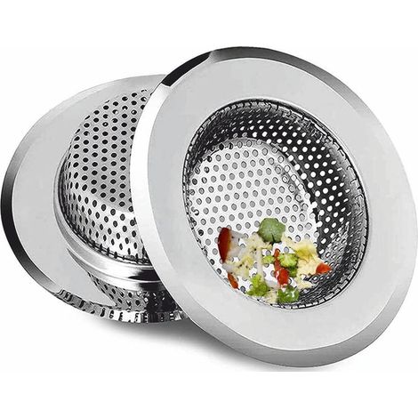 Set aus zwei Edelstahl-Küchenspülenfiltern, rostfrei, mit Abflusskorb zum Auffangen von Abfall (1/5)