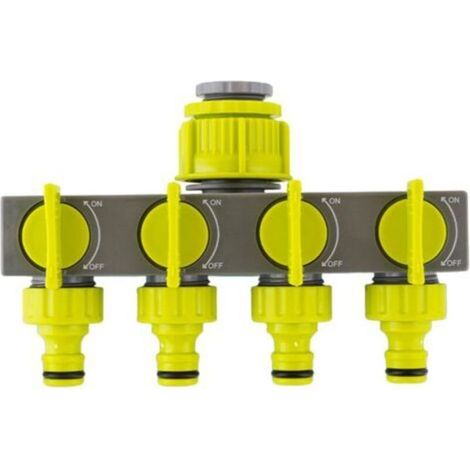 Distributeur à 4 voies, connecteur de tuyau d'arrosage 3/4 pouce et 1/2 pouce, adaptateur de robinet, distributeur de tuyau d'arrosage (1/4)