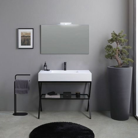 Meuble De Salle De Bains Au Sol 100Cm Avec Design Industriel Manchester (1/5)