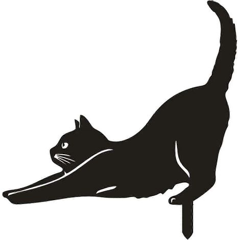 Schwarze Metallkatze als Gartenstecker, dekorative Katzenfigur, Gartenstecker für Terrasse, Rasen und Garten-Style C (1/5)