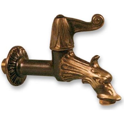 RUBINETTO PER FONTANA DA ESTERNO IN OTTONE ARTISTICO CON LEVA E ROSONE 1/2 21786