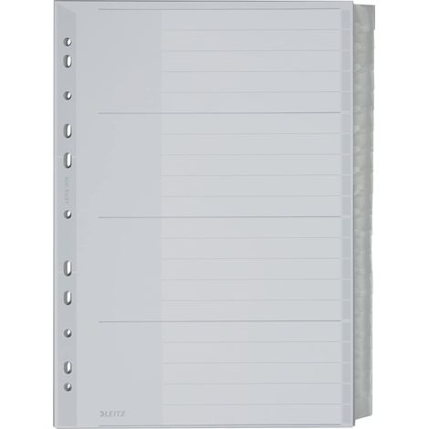 Leitz 12750000 - Foglio per indice in plastica, formato A5, 12 fogli, colore: grigio, in polipropilene 20 Sheets Grigio (1/4)