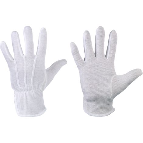 BAOTOU, Baumwoll-Trikot-Handschuhe, Gr. 11 atmungsaktiv, Micro-Noppen, weiß,