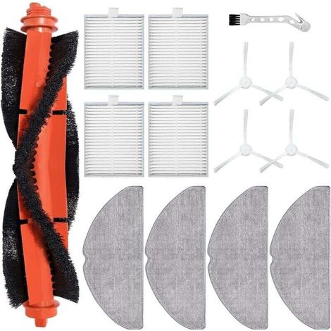14-Piece Replacement Accessory Set for Xiaomi S20 Robot Vacuum Cleaner: Includes 1 Main Brush, 4 Mop Pads, 4 Replacement Filters, 4 Side Brushes, and 1 Cleaning Brush (1/4)