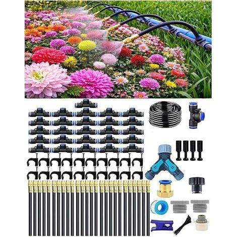 Sistema de riego por goteo, riego automático para jardín, boquilla de nebulización ajustable de 360°, cabezal aspersor giratorio de alto caudal para jardín, patio y macetas.