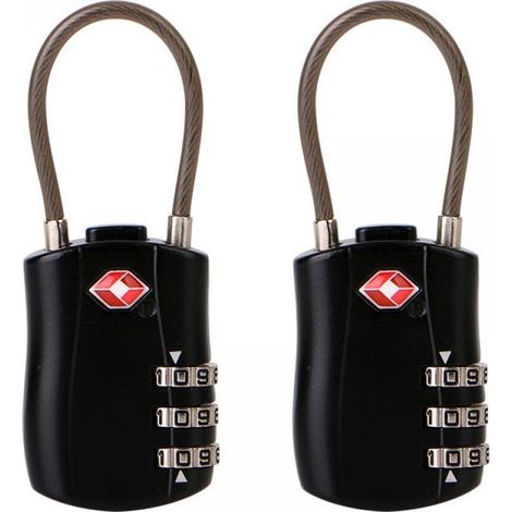 Lot de 2 cadenas Convient pour TSA à combinaison 3 chiffres – Cadenas de voyage en alliage de zinc – Sécurise bagages et sacs à dos (1/5)