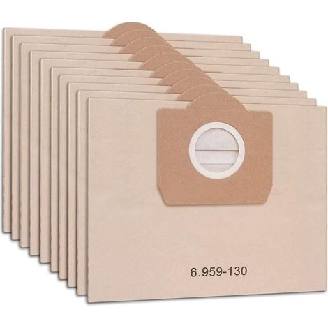 Lot de 10 Sacs Aspirateur pour Karcher 6.959-130.0, Sacs en papier filtre pour Karcher WD3 MV3 WD3P A2201/2204/2504/2554/2251/260 (1/4)