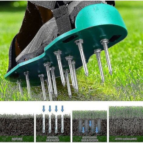 Lawn aerator shoes with spikes and straps. Adjustable lawn aerator, 42 mm.