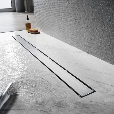 SONNI Duschrinne Duschablauf Extra Flach Edelstahl Badezimmer Ablauf Bodenablauf Länge:110cm,Breite:70mm,2 in 1 Befliesbar (1/5)