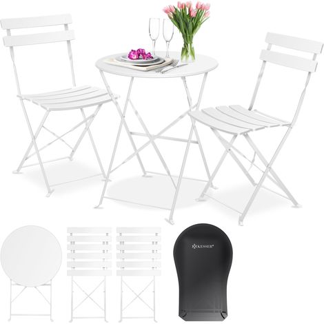KESSER® Set bistrot 3 pezzi tavolo bistrot con 2 sedie pieghevoli set balcone set balcone mobili pieghevoli set giardino set giardino set giardino set giardino bianco (1/5)